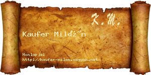 Kaufer Milán névjegykártya