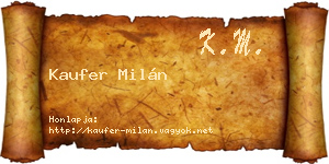 Kaufer Milán névjegykártya